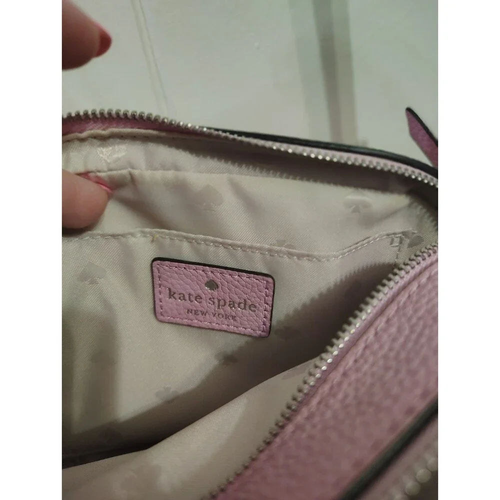 Kate Spade Crossbody Bag Womens Small Lavender Leather Zip Shoulder Purse